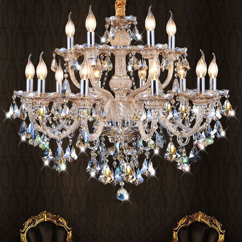 K9 Crystal Traditional Style Chandelier Light Fixtures Living Room Chandelier with Dangling Crystal Accents