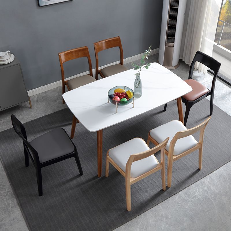 Modern Upholstered Armless Chair Home Solid Wood Dining Chair