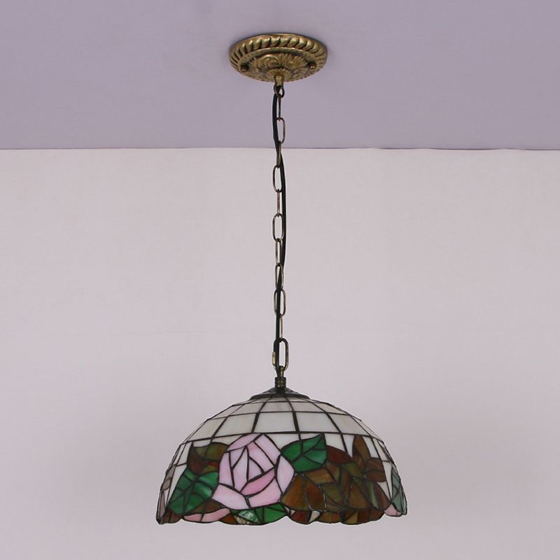 Bowl Handgemaakte kunstglazen plafond hanger licht tiffany drop hanger met 1 licht