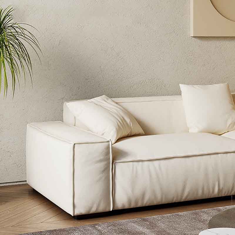 Tight Back Faux Leather Square Arm Sofa with Stain Resistant and Wear Resistance