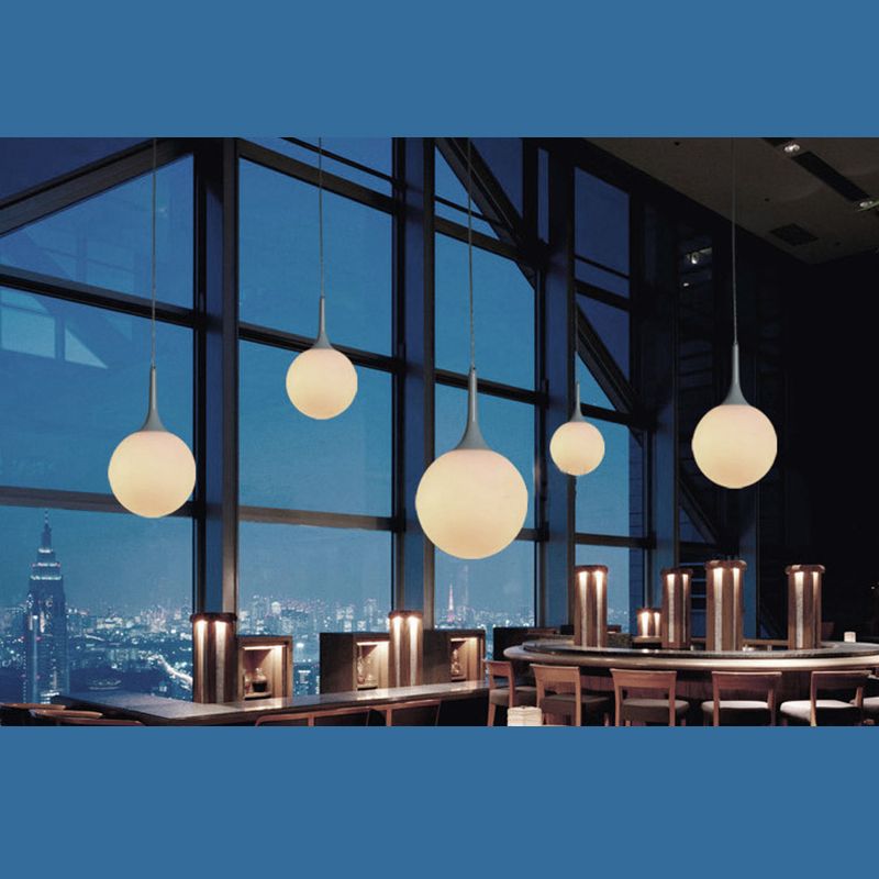 Sospensione a forma di lacrima bianca Sospensione Simplicità 1 lampadina vetro opale appeso Luce