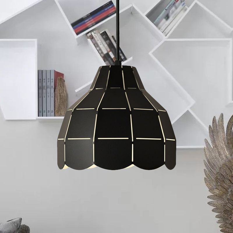 Luz de colgante de cúpula negro/gris/blanco Una bombilla de estilo nórdico lámpara de colgante de metal para comedor