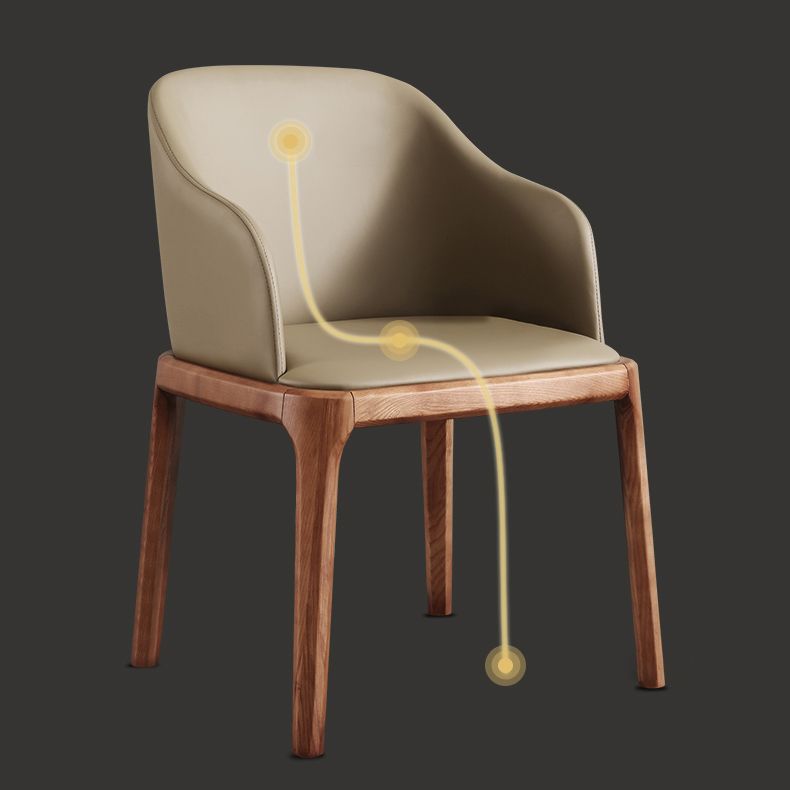 Sillas de comedor con brazos de estilo minimalista, sillas tapizadas con respaldo sólido de cuero (juego de 2)