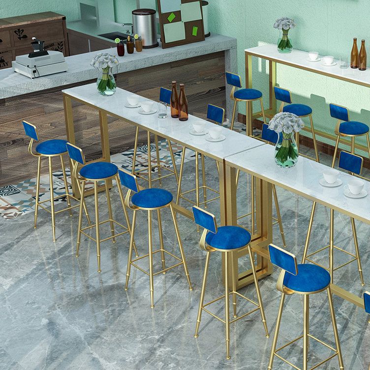 Glam Marble Bistro Bar Table with Rectangle Table Top Trestle Table - 41.3" H , Only Table