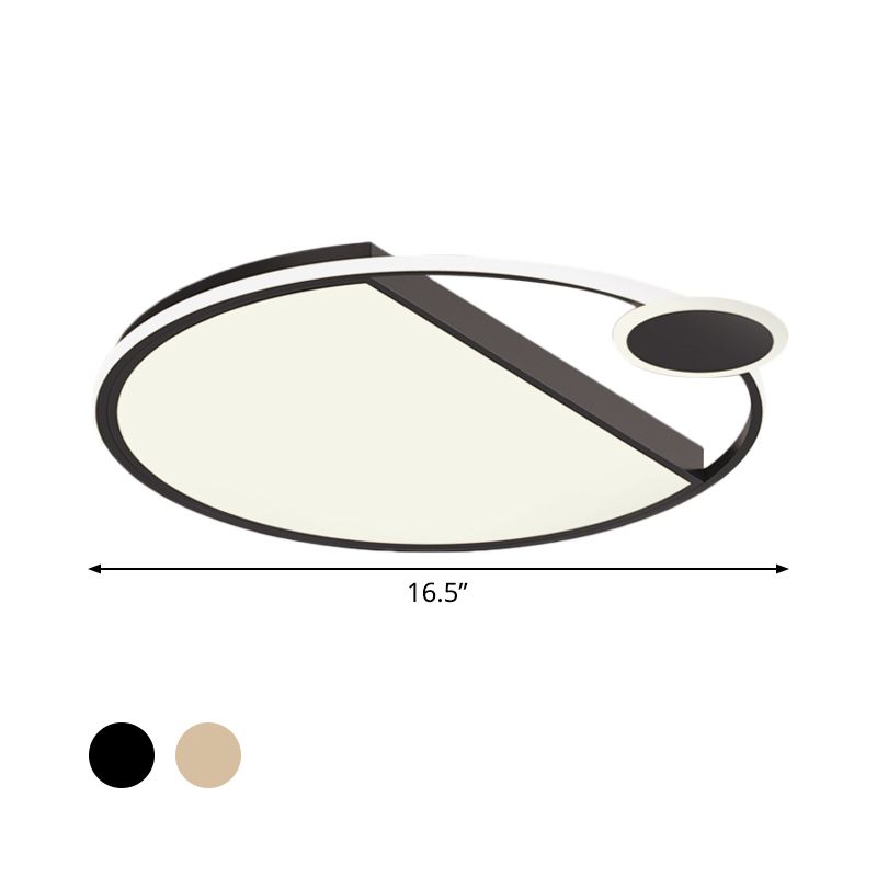 Simplicity LED Flushmount Lighting Black/Gold Rounded Thin Flush Mount Ceiling Light with Acrylic Shade for Bedroom