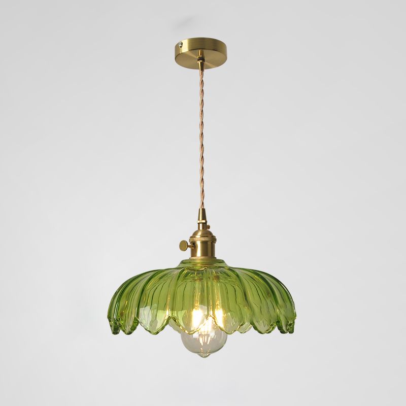 Lampada appesa a 1 luce delle viti, vetro a costola contemporanea lampada appesa