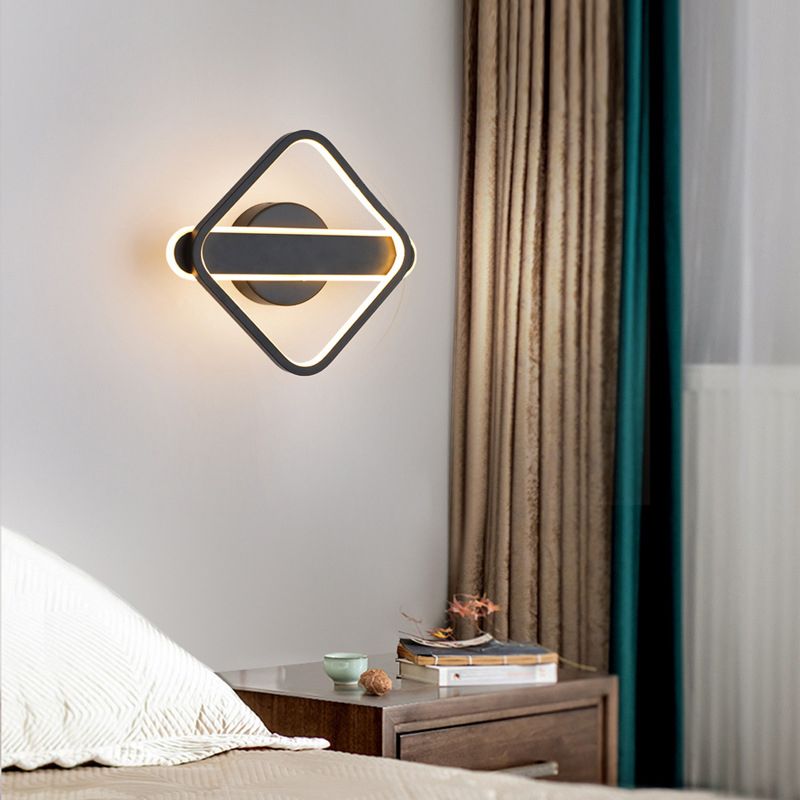 Square Aluminum Simplicity LED Wall Lamp 9.5" H Geometric Lines Acrylic Sconce Lighting Fixture for Bedroom
