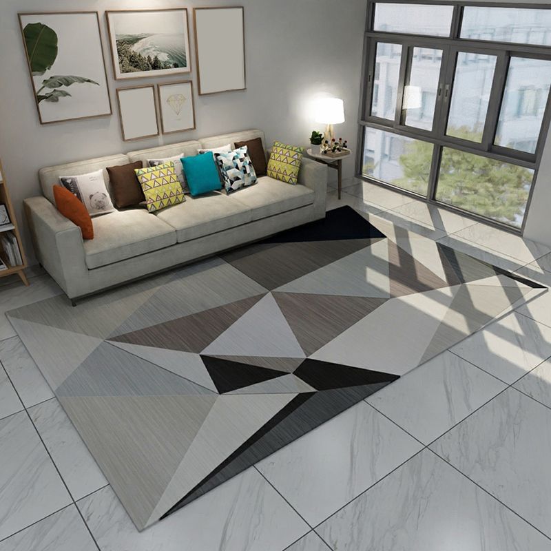 Modern Home Area Rug Multicolor Triangle Color Blocking Carpet Synthetics Washable Non-Slip Rug