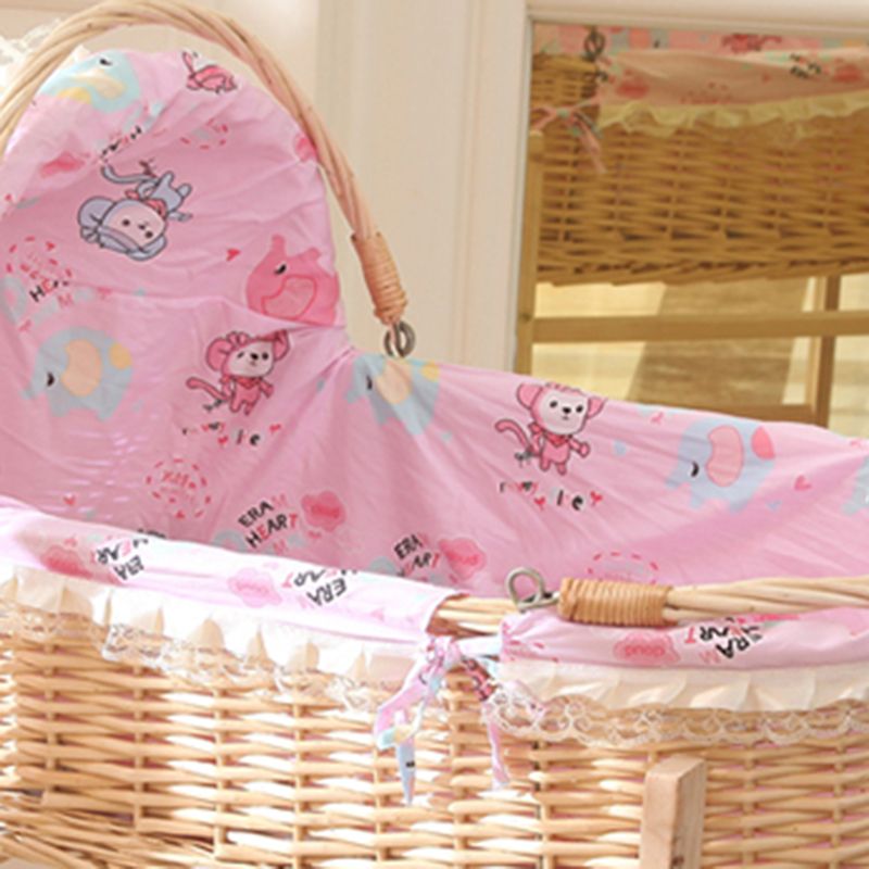 Rattan Modern Nursery Crib Color Matching Nursery Bed with Casters