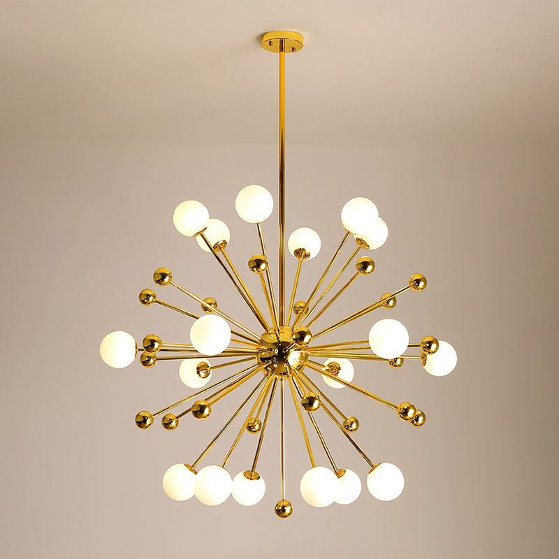 Postmoderne starburst metaal hangende kroonluchter lichtglasschaduw plafond kroonluchter in goud voor woonkamer