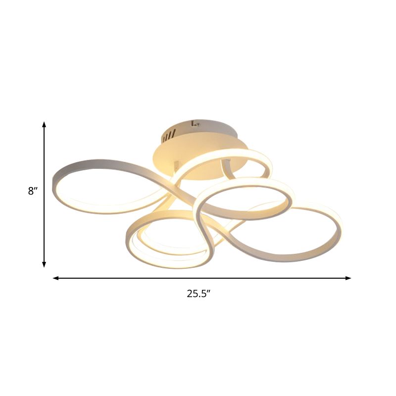 Acryl gedraaid semi-inbouwarmatuur eigentijds zwart/goud/wit LED-plafondgemonteerd licht, wit licht