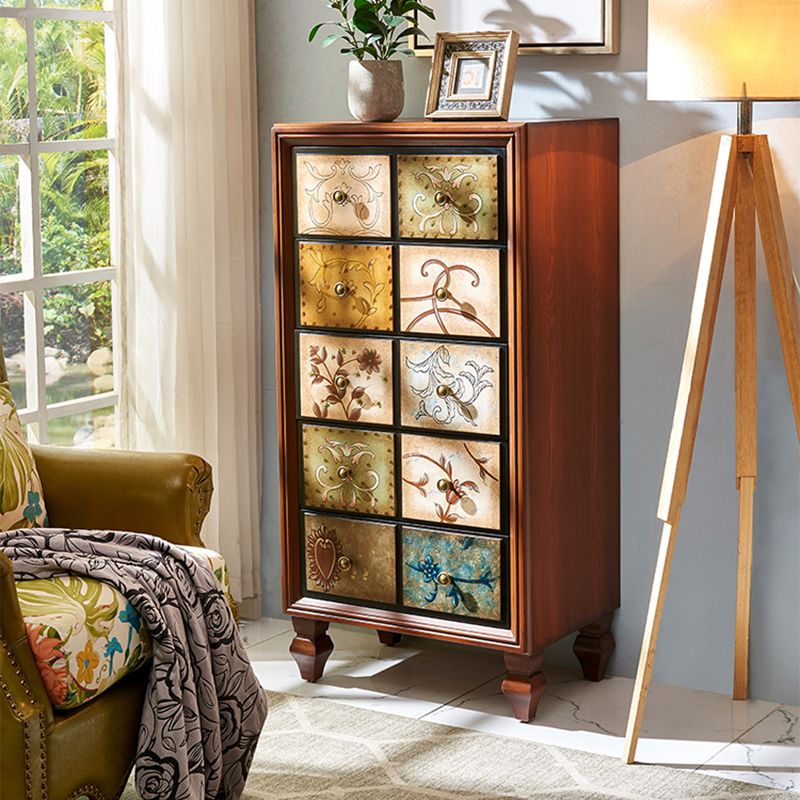 Vertical Traditional Wooden Storage Chest Bedroom Chest with Drawers