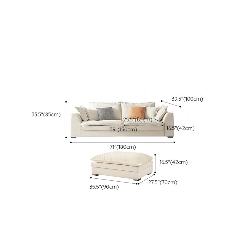 Contemporary Velet Sofa with Pillow Back and Square Arm  in Wood