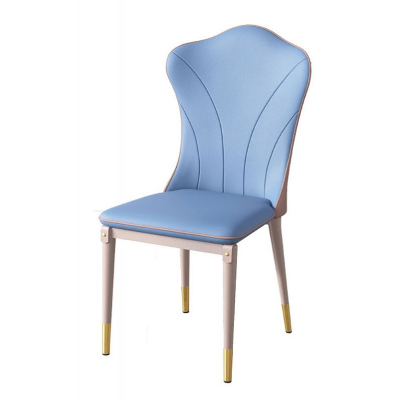 Leather Dining Side Chair Scandinavian Design Solid Back Armless Dining Chairs