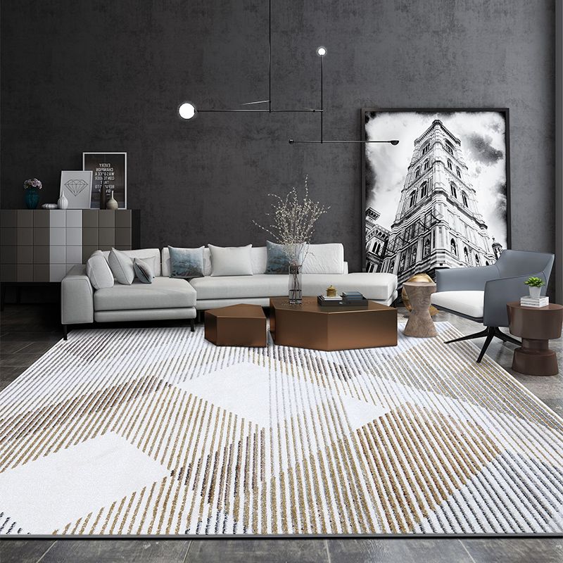 Trendiger Deko-Teppich, mehrfarbig, geometrisches Muster, Innenteppich, Polyester, rutschfeste Unterseite, haustierfreundlicher Teppich