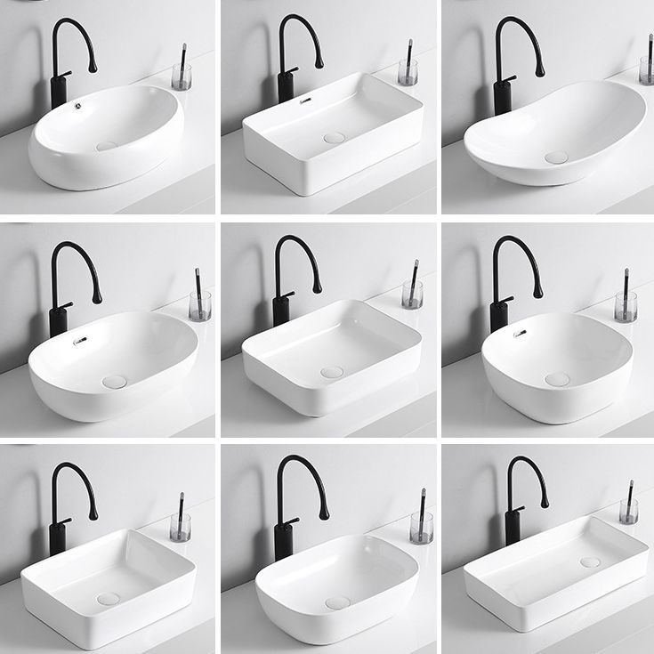 Modern Vessel Lavatory Sink Porcelain Rectangular Vessel Sink(Not Including Faucet)