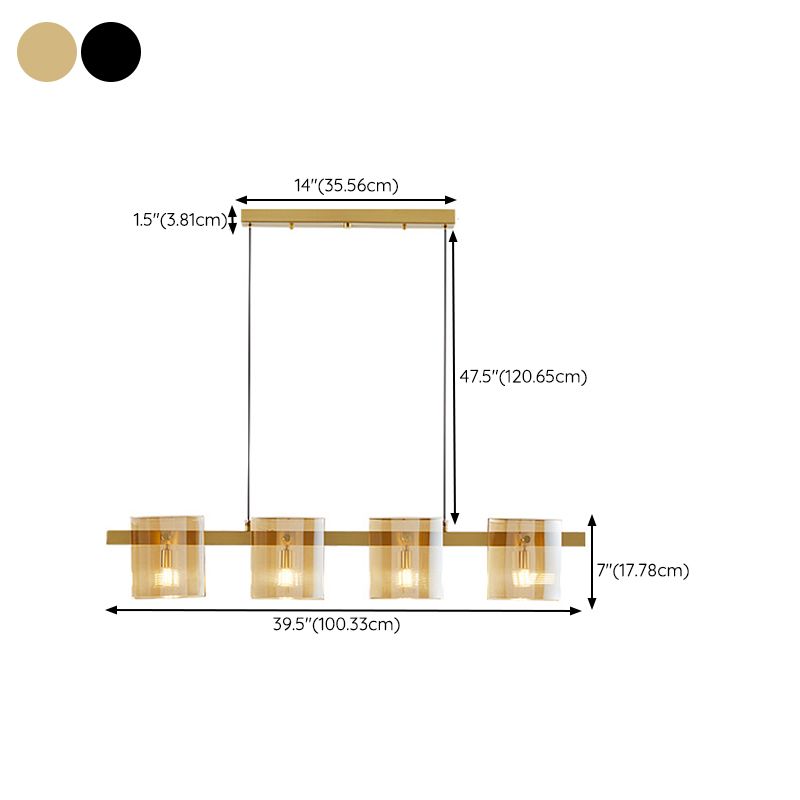 Glass Rectangle Island Light Fixtures Modern Multiple-Light Island Pendant