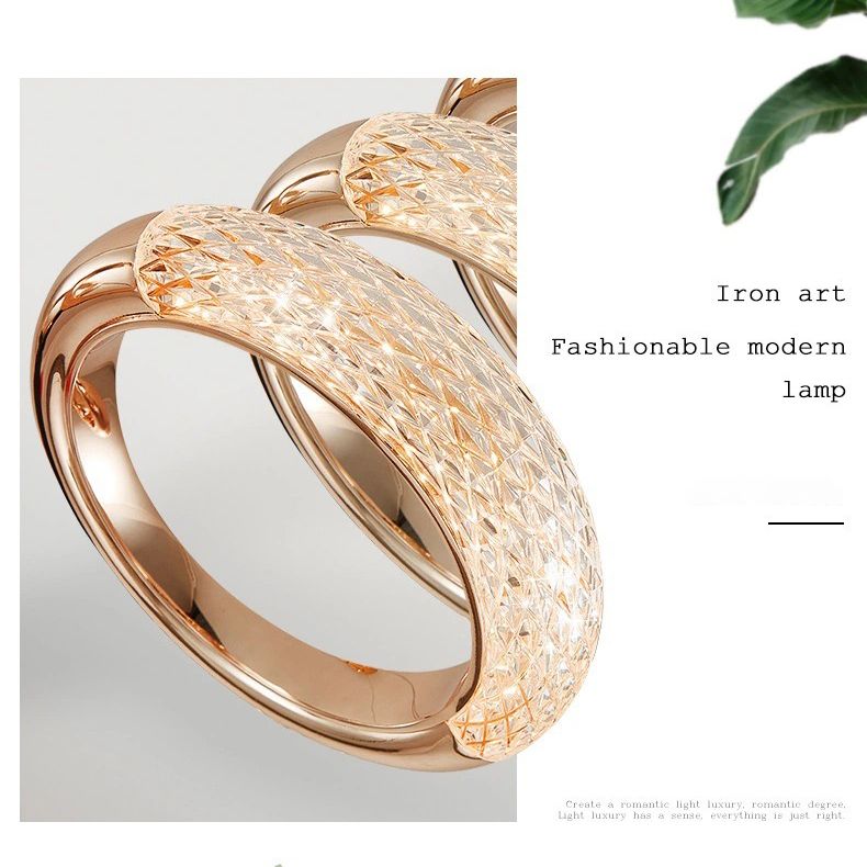 Gouden vergulde ring hanger minimalistisch LED -acryl suspensielamp voor eetkamer