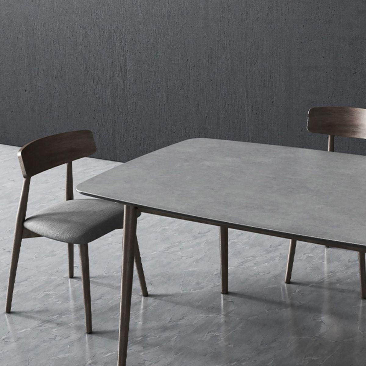 Mesa rectangular moderna medieval mesa de piedra sinterizada con base de madera y 4 patas