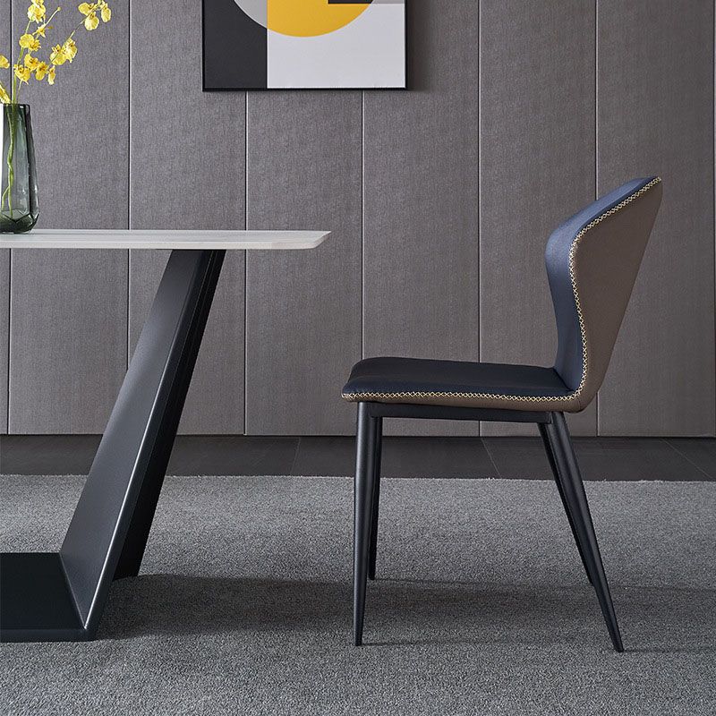 Wingback Parsons Chair Industrial Style Faux Leather Dining Chairs for Kitchen