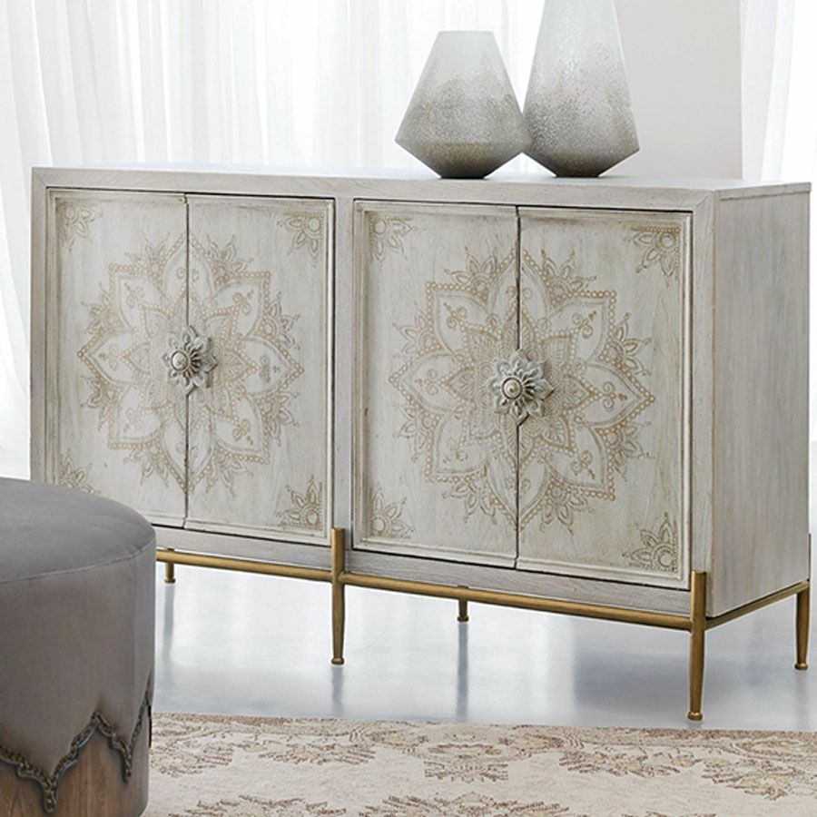 White Knobs Wood Cabinets Included Accent Cabinet with Straight Legs