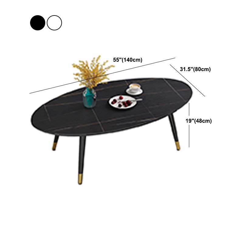 Elliptical Stone Top Cocktail Table 4 Legs 1 Single Coffee Table