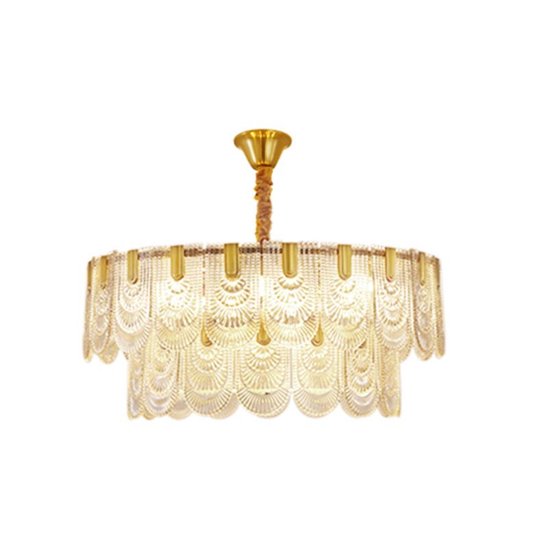 Contemporary Metal Pendant Light with Glass Shade for Living Room