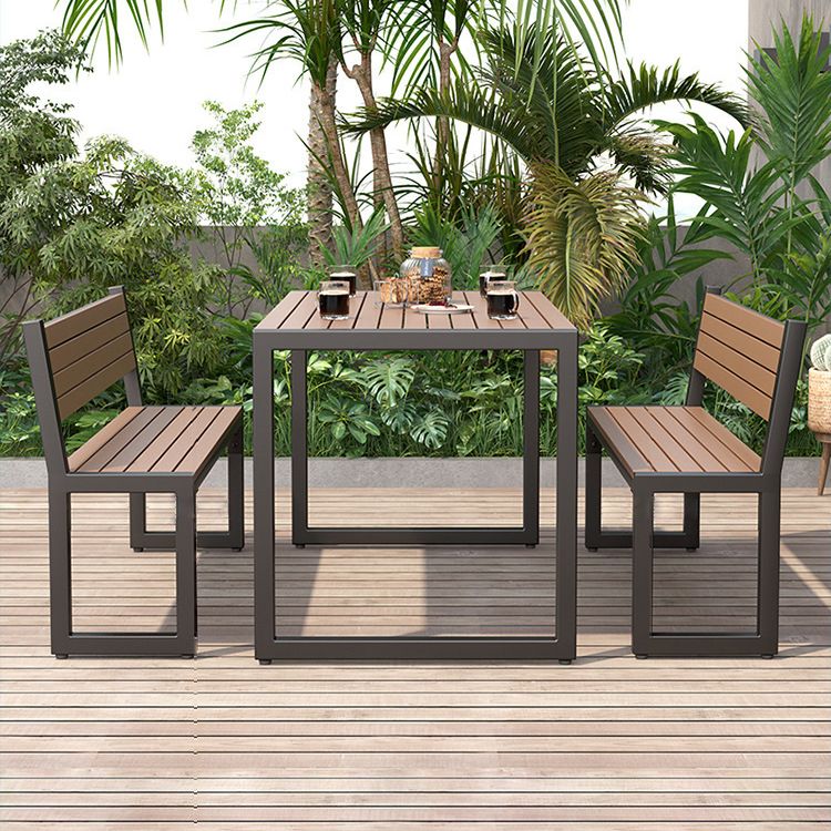 Modern Rectangular Picnic Table 1/3 Pieces Reclaimed Wood Dining Picnic Table