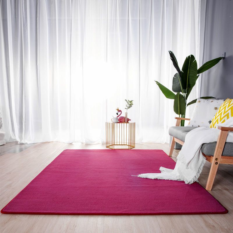 Pink Indoor Room Carpet Casual Solid Color Carpet Polyester Non-Split Area Rug
