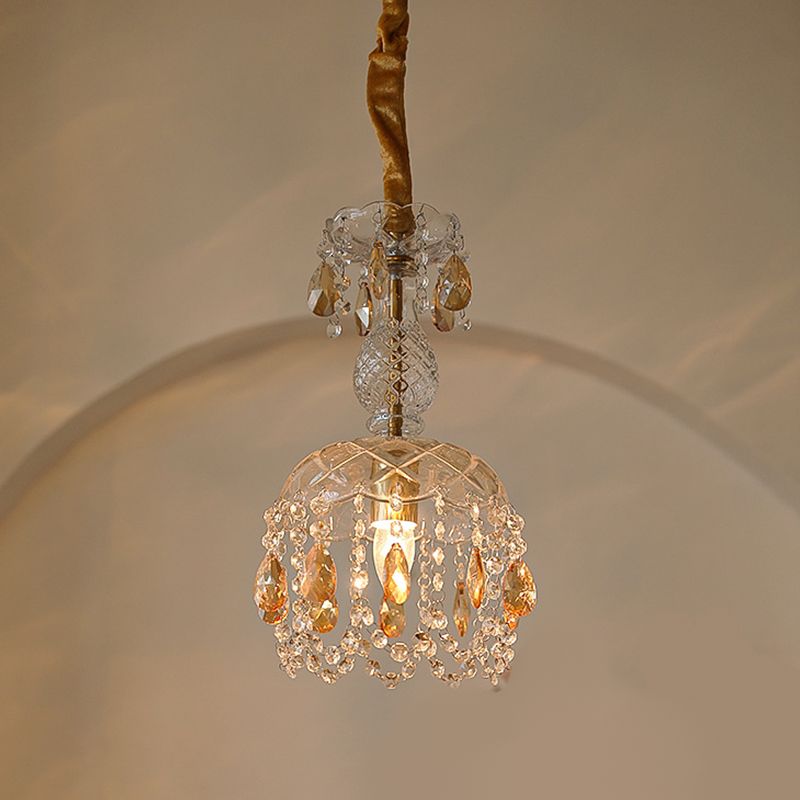 Moderner Stil einzigartiger Schatten hängend hängendes Glas 1 hängende Lampe mit Kristall