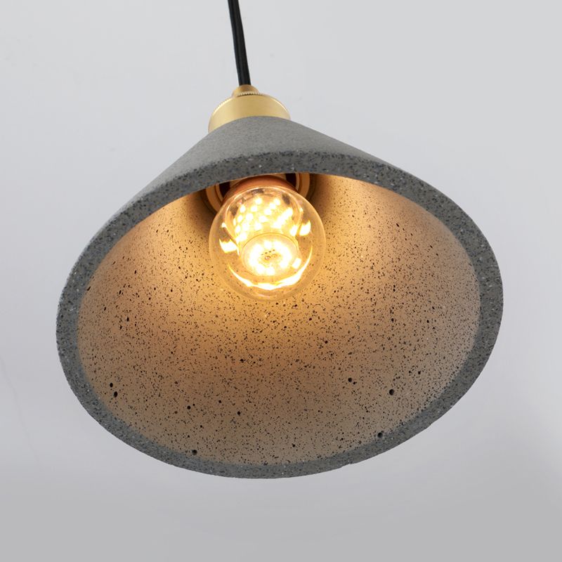Concrete Conical Pendant Light Fixture Minimalist 1 Head Ceiling Suspension Lamp