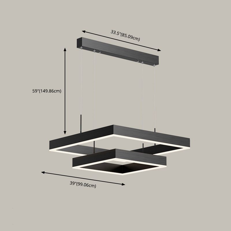 Accesorio de iluminación colgante de 2 niveles metal lámpara de colgante de estilo LED en negro
