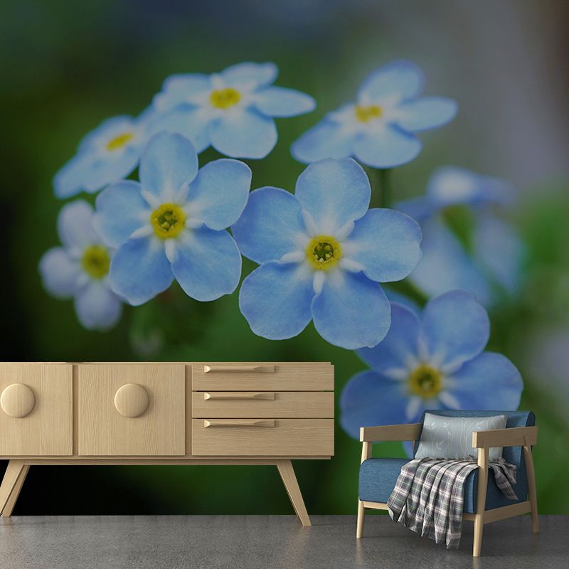Customized Forget-Me-Not Mural Wall Covering Eco-friendly Wallpaper for Bedroom