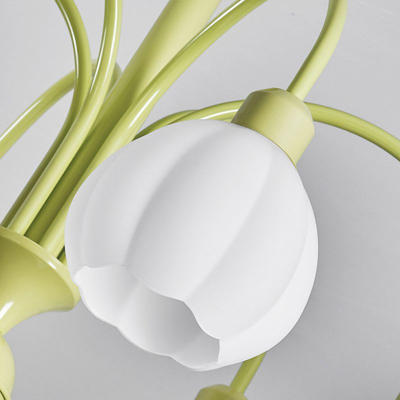 Nordic Glass Ceiling Light Green Flush Mount Lighting Fixture for Bedroom