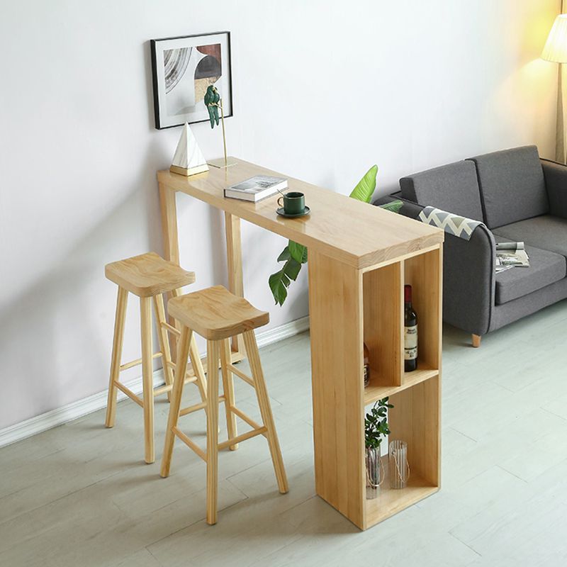 Double Pedestal Bar Table Set 2/3 Pcs Solid Wood Bar Table and Backless Stools