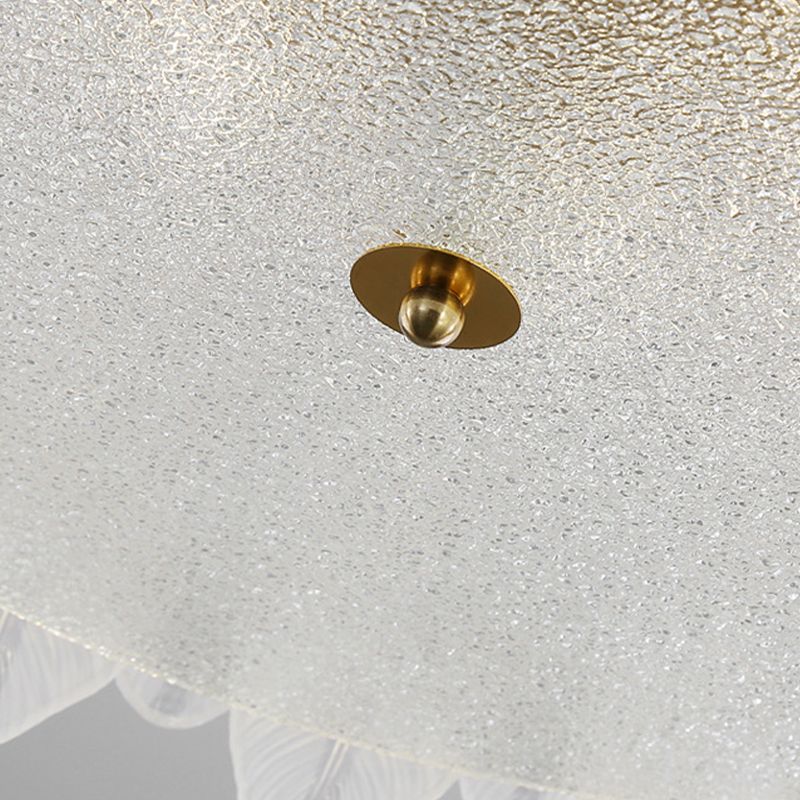 Nordic Ceiling Light Feather-shaped Glass Shade Flush Mount Light Fixture