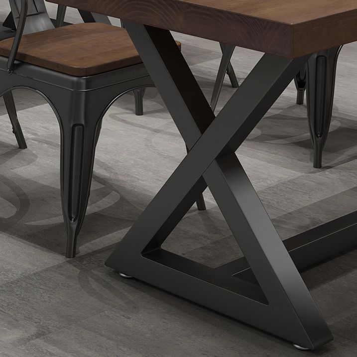 Industrial Square Dining Table Pine Solid Wood Table with Trestle Base