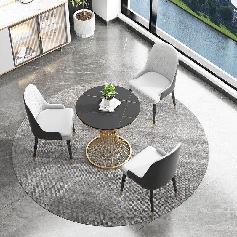 Glam Style 1/3/4/5 Pieces Dining Set Round Sintered Stone Dining Table Set