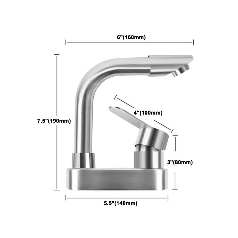 Square 1-Handle Bathroom Faucet 2 Hole Centerset Bathroom Faucet with Stainless Steel