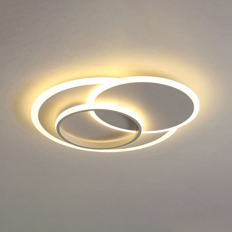 Simple Flush Mount Light Acrylic Bedroom 19"/23" Wide White LED Ceiling Lamp, Warm/White Light/Remote Control Stepless Dimming
