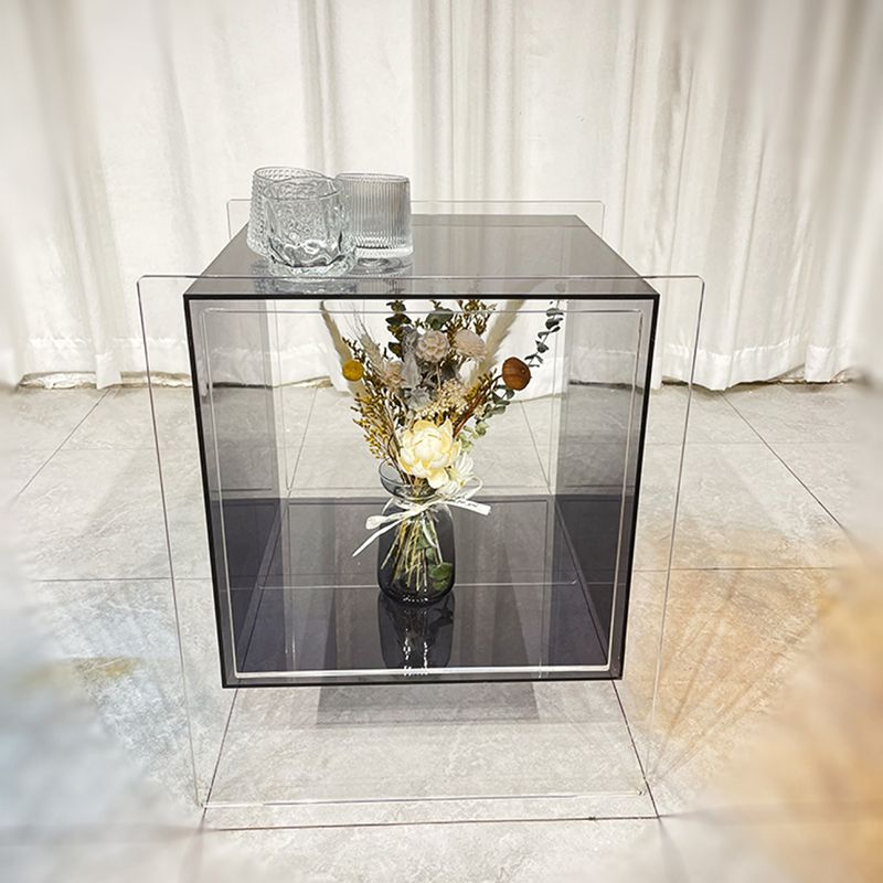 Modern Plastic End Table Set Square Bedside Side Table with Storage