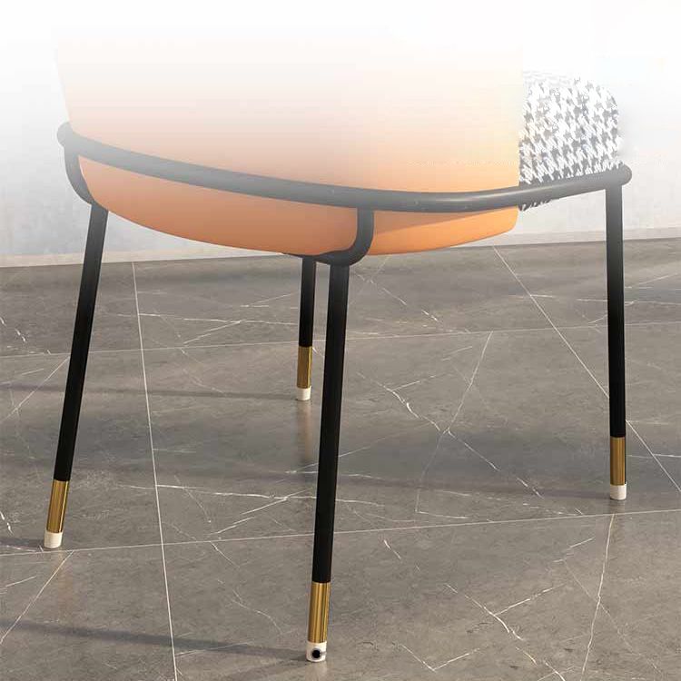 Glam Metal Dining Armless stoelen gestoffeerde linnen stof eetkamerstoel voor restaurant