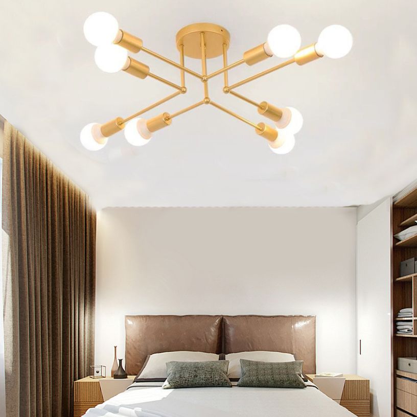 Industrie Retro Radial Semi Flush Mount Schmiedeeisendecke für Wohnzimmer