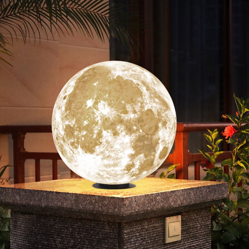 Modern Ball Shape Solar Energy Pillar Lamp with Plastic Shade for Outdoor