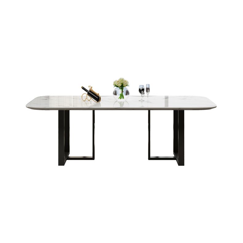 Traditional Luxury Dining Table Rectangle Sintered Stone Sled Dining Table