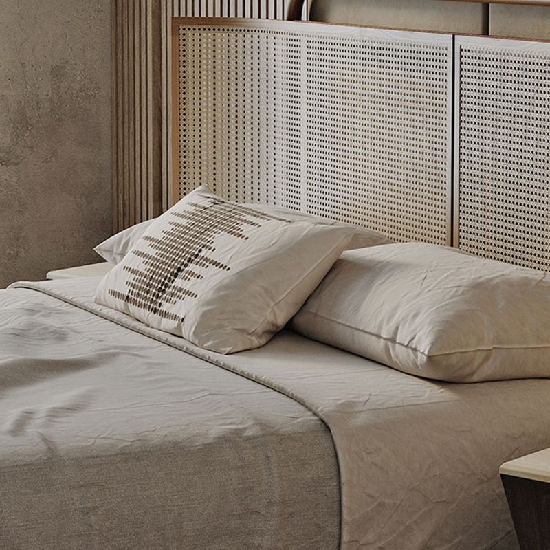 No Distressing Tropical Panel Bed Solid Wood Standard Bed with Headboard