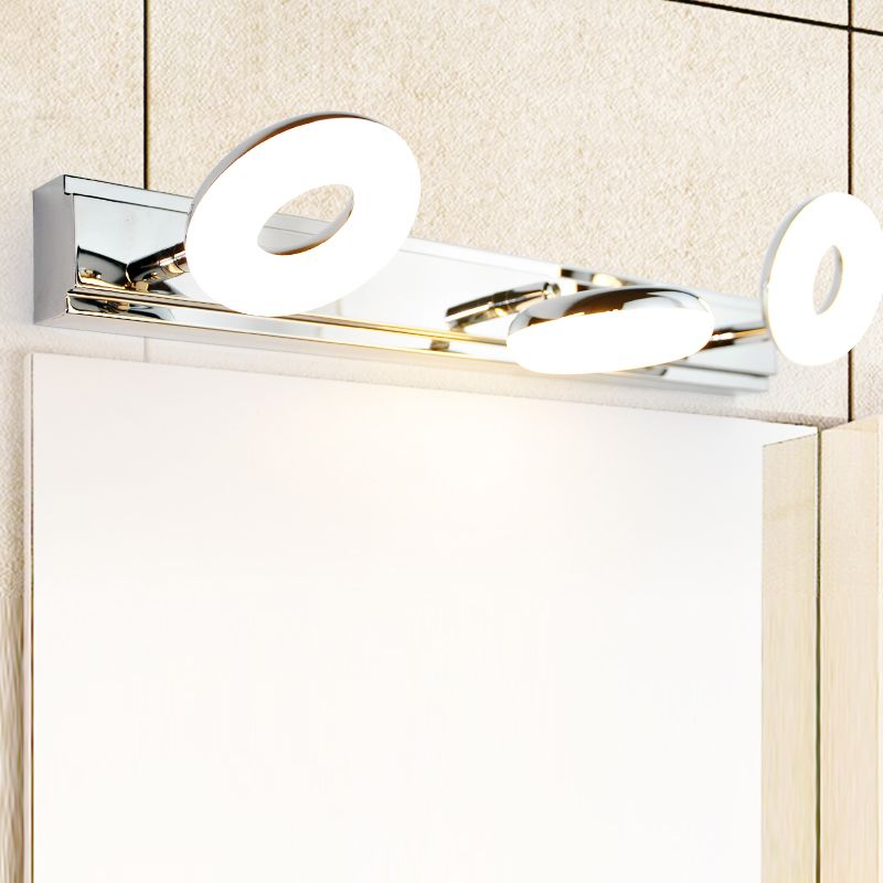 Lámpara de espejo simple moderno lámpara de espejo de acero inoxidable de acero inoxidable luz de espejo de maquillaje ajustable para baño