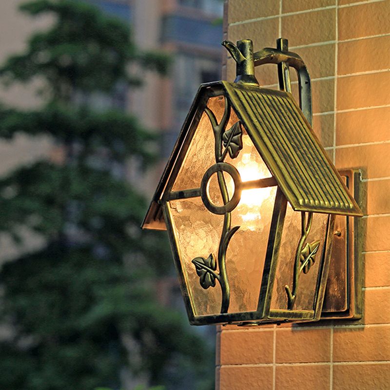 1 hoofd huisvorm muur sconce lichte boerderij brons helder/mat/geribbelde glazen wand gemonteerde verlichting