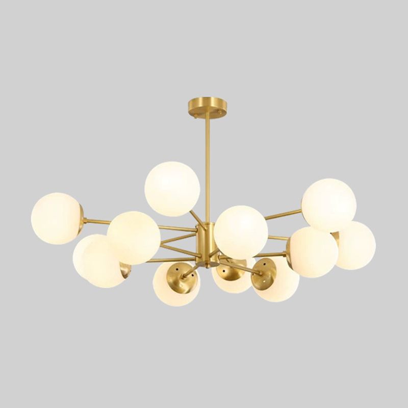 Lampadario a sospensione del metallo post-moderno Light Opal Glass Glass Bidelier in oro per camera da letto