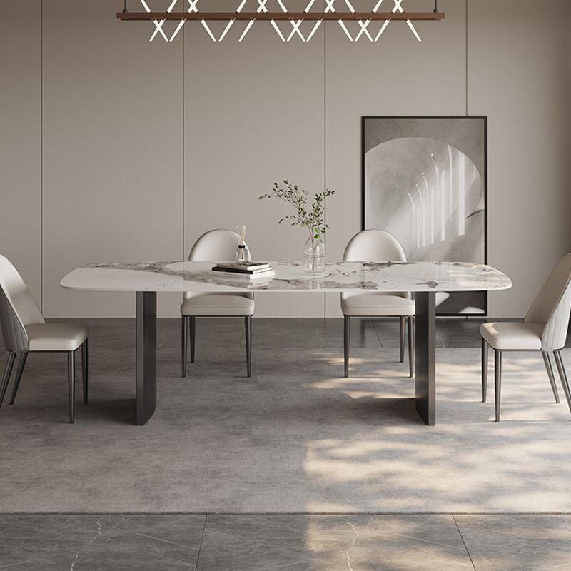 Glossy White Modern Dining Table Set 1/4/5/6 Pcs Dinette Set with Faux Leather Chairs